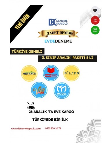  3. Sınıf Aralık Ayı Türkiye Geneli Deneme Paketi 5'li