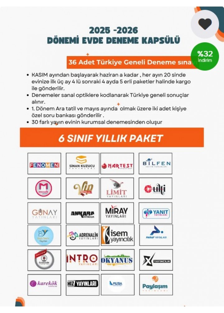 6.sınıf 36'lı Türkiye Geneli Deneme Sınavı 2025-2026 Dönemi